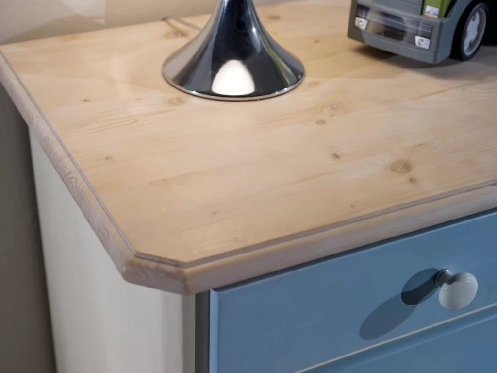 Como 5 cassetti in legno azzurro miele l.118 p.52 h.99 (2210) - Mobili 2G