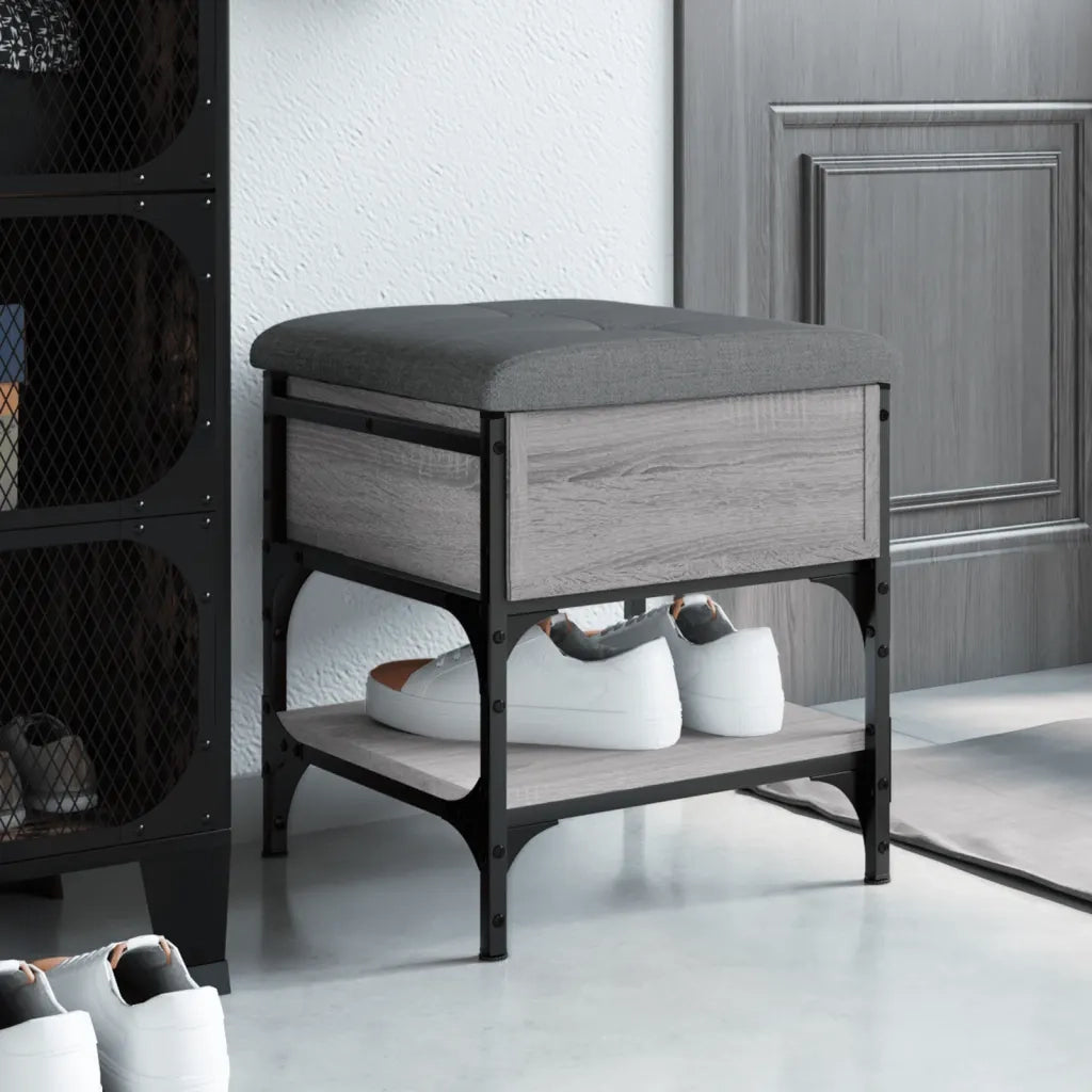 Panca Porta Scarpe-Sgabello-Panca Scarpiera Grigio Sonoma 42x42x45 cm Legno Multistrato