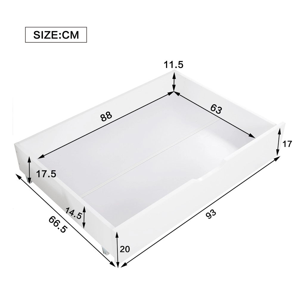 Cassetti Contenitore sotto Letto in MDF con Rotelle ¨C Xylo ¨C Bianco 93x66.5x20