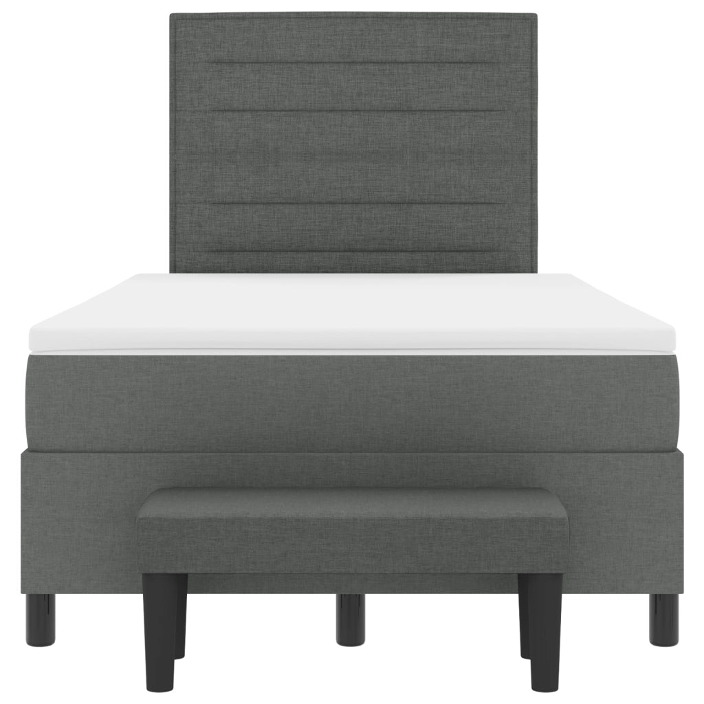Letto con Box Spring e Materasso & Panchina Grigio Scuro 120x200 cm Tessuto