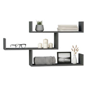 Mensola Amang, Scaffale, Ripiano a muro, Scaffalatura multiuso, 122x22h67 cm, Antracite