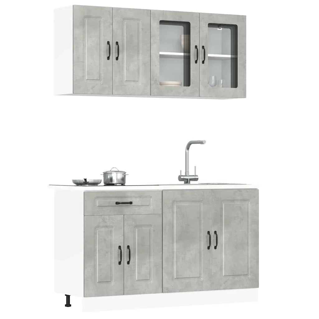 vidaXL Set Mobili da Cucina 4 pz Kalmar Grigio Cemento in Truciolato