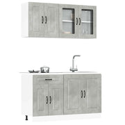 vidaXL Set Mobili da Cucina 4 pz Kalmar Grigio Cemento in Truciolato