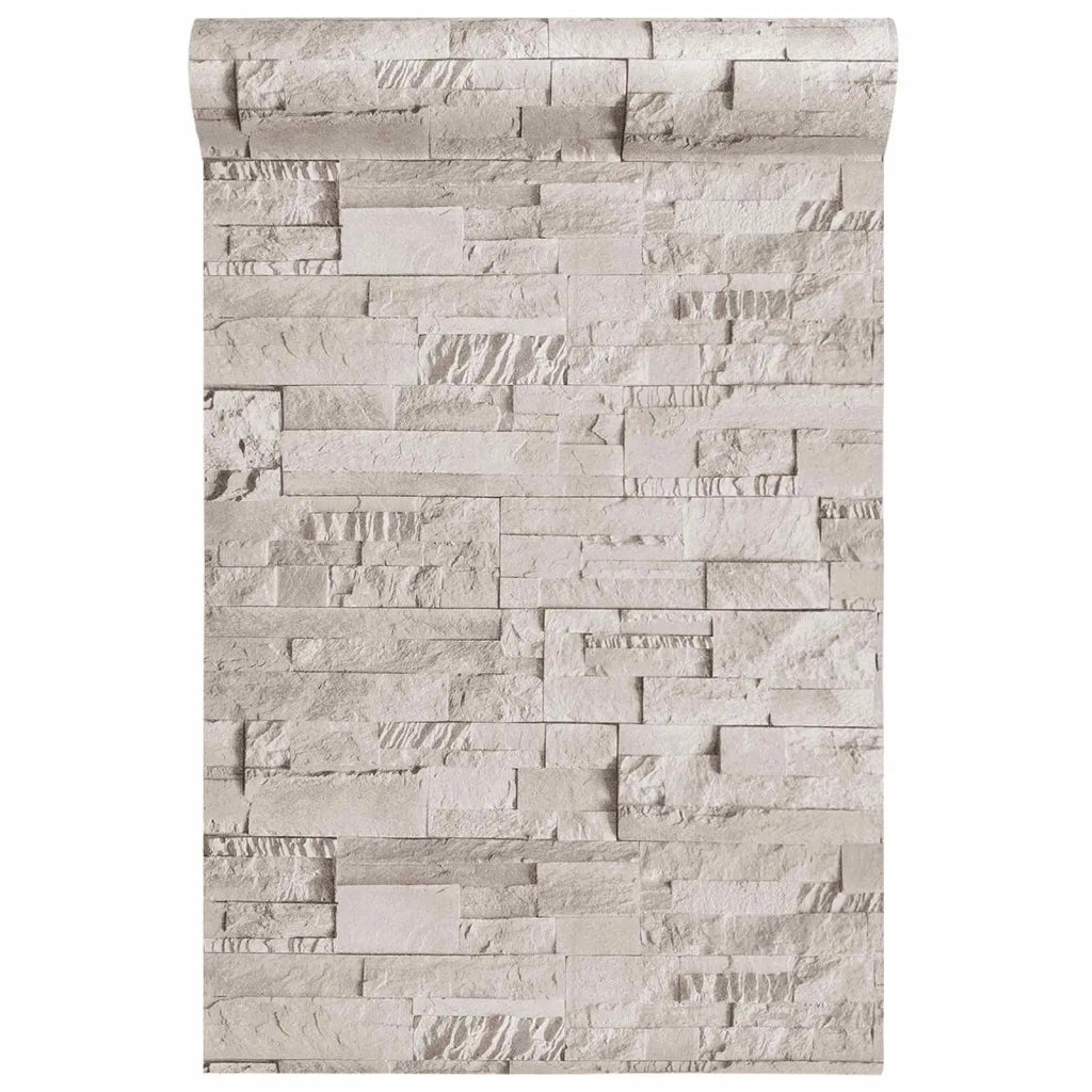 Carta da Parati 3D Pietra Crema 10 x 0,53 m Tessuto Non Tessuto CFW9796764