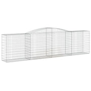 Cesto gabbione recinzione a gabbia muro di contenimento ad arco 400 x 50 x 100/120 cm ferro zincato argento 02_0040085