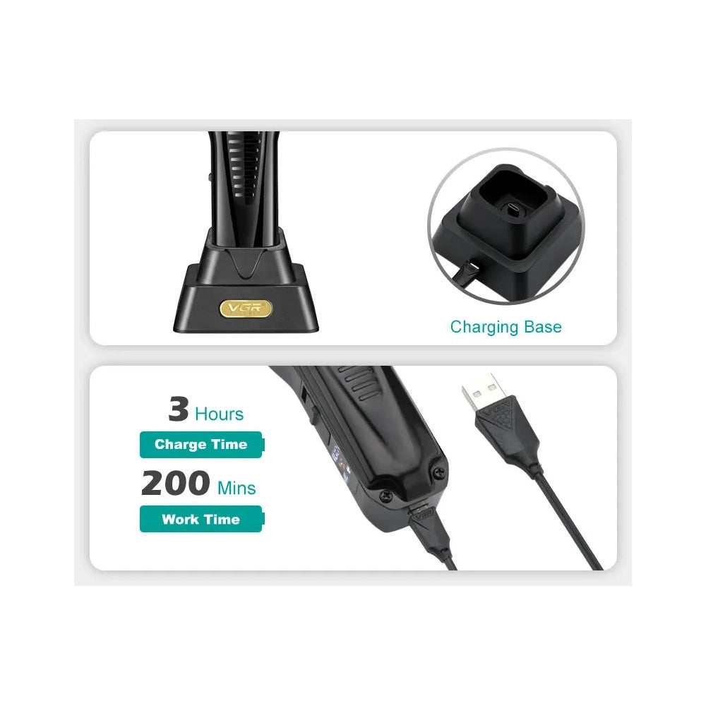 Trade Shop - Tagliacapelli Uomo A Zero Professionale Regolabarba Ricaricabile Batteria Vgr651 -
