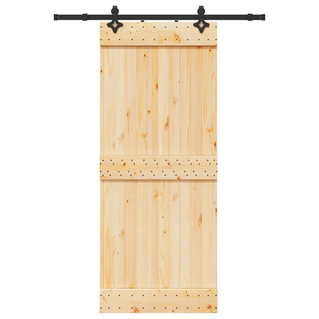 Porta scorrevole NARVIK Naturale e Nero 85 x 210 cm (152,5 cm)