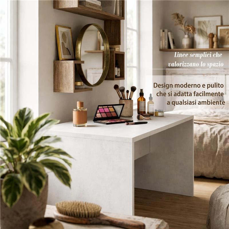 SCRIVANIA RETTANGOLARE MODERNA PER CAMERA DIMENSIONI 76X160X69 CM, COLORE OSSIDO BIANCO