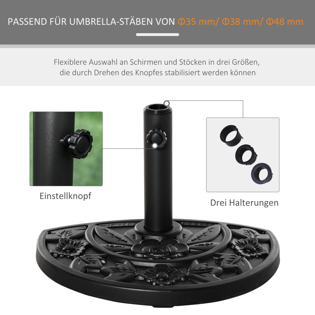 Base per ombrellone semicircolare 9 kg design floreale ¨C Xylo ¨C HDPE/cemento ?35/38/48 mm