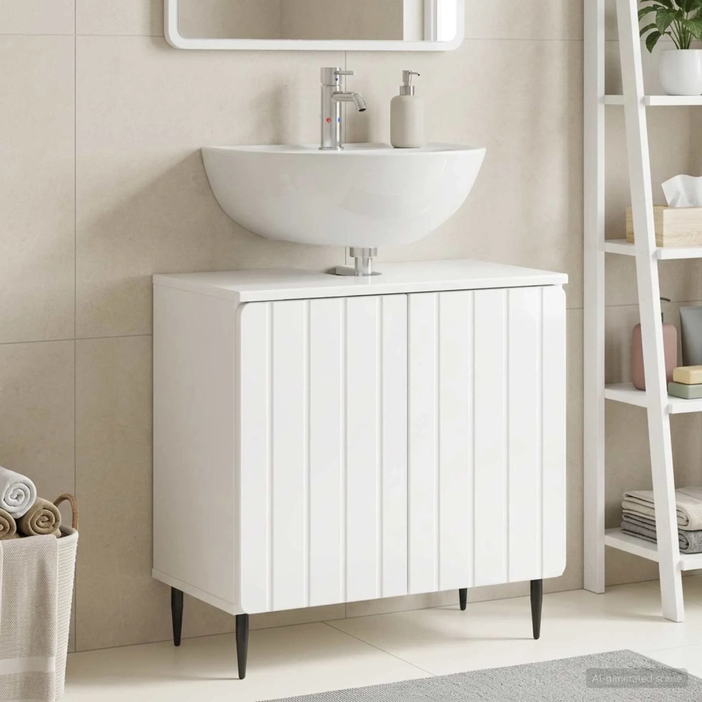 Armadio per Lavabo da Bagno ZWOLLE Bianco Lucido 896349