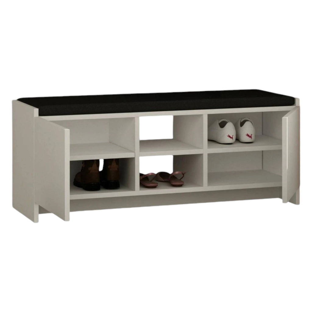 Scarpiera Axar, Mobile portascarpe, Armadio da ingresso multiuso, Mobiletto per calzature, 110x37h43 cm, Bianco
