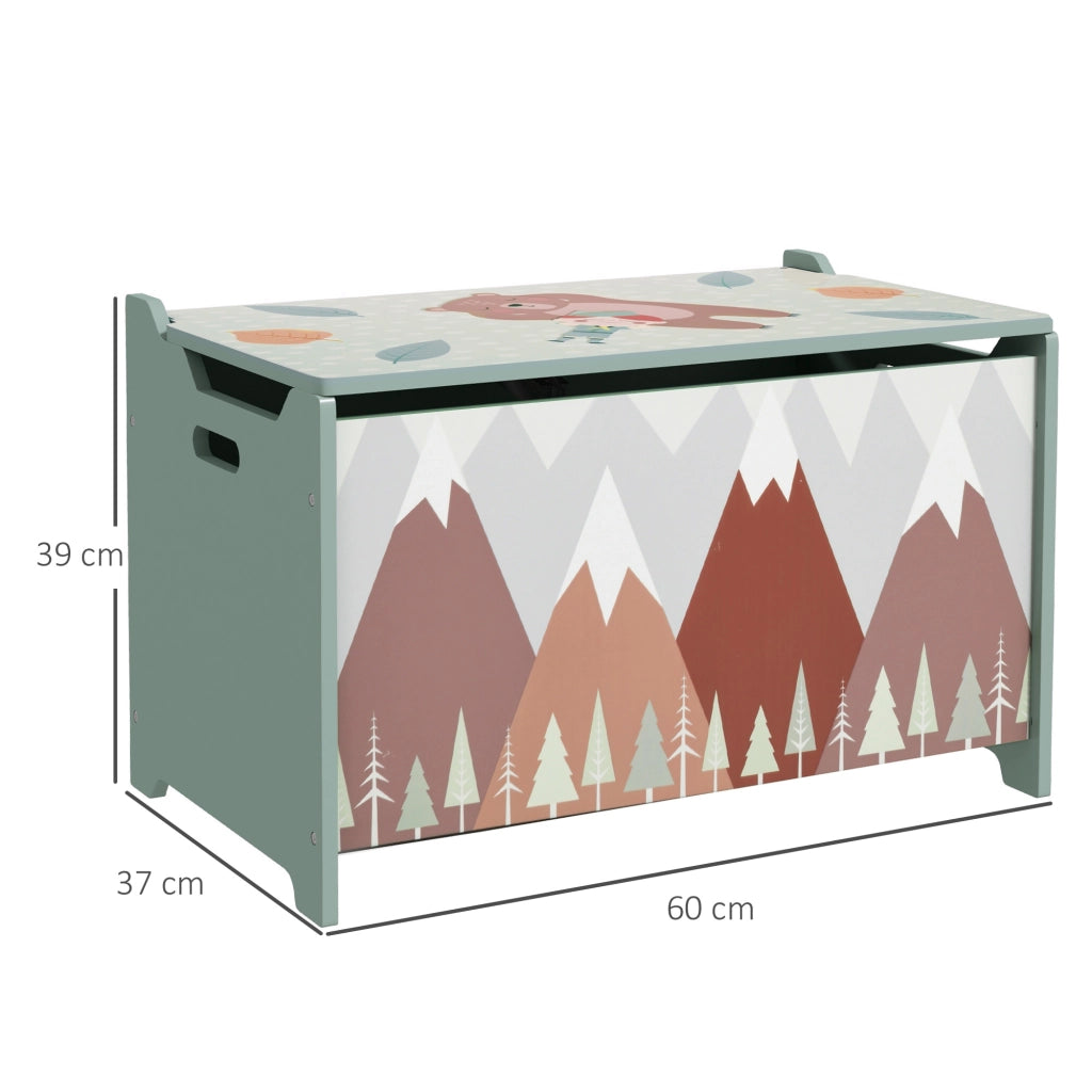 EasyComfort Baule Portagiochi per Bambini con Coperchio e Cerniera di Sicurezza in MDF, 60x37x39cm, Verde