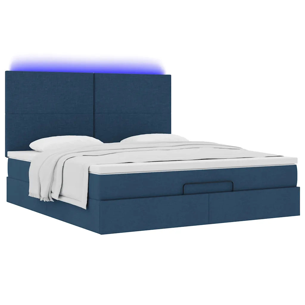Struttura Letto Pouf con Materasso Blu 180x200cm in Tessuto 3313947