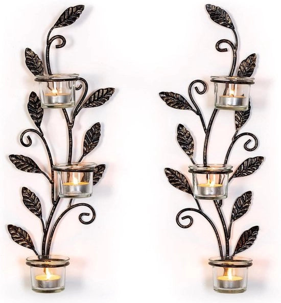 Candelabri a muro con 6 candele in vetro per soggiorno-bagno-sala da pranzo