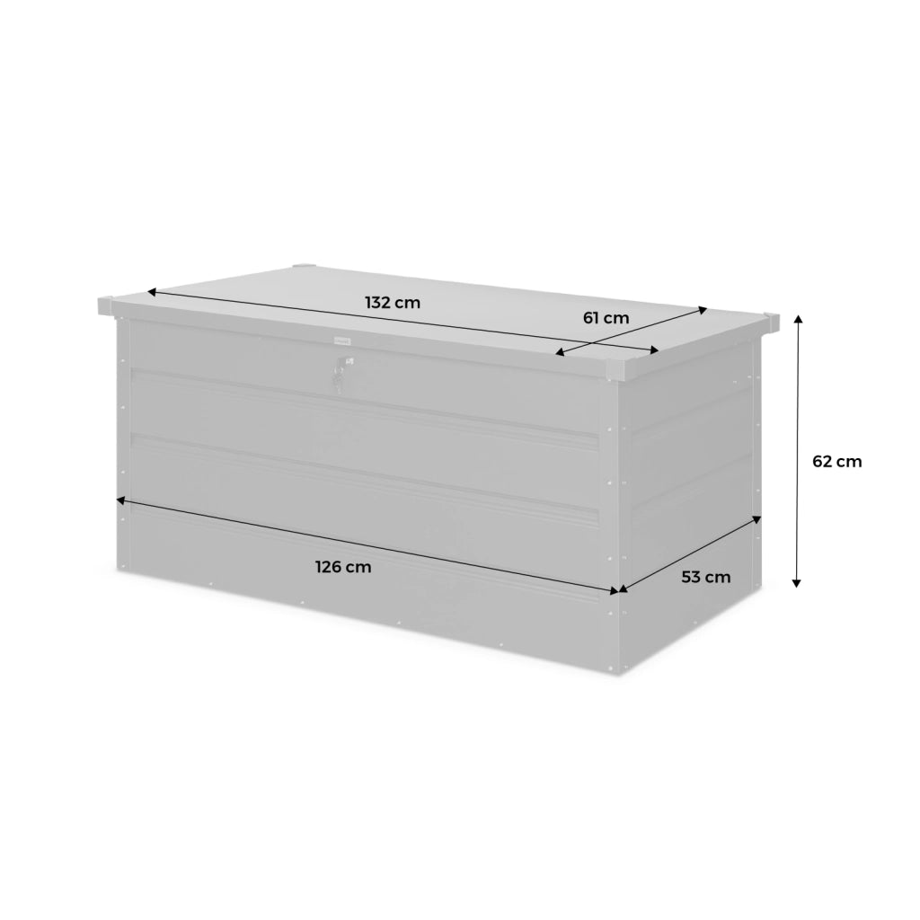 Baule da giardino in metallo, 385l, grigio alluminio