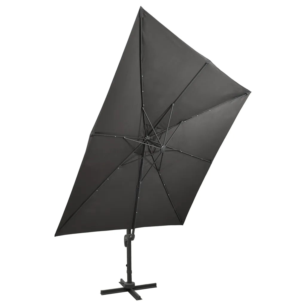 Ombrellone a Sbalzo con Palo e Luci a LED Antracite 300 cm 312346