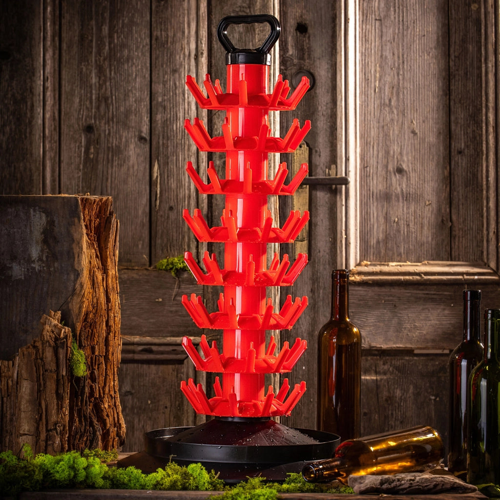 KADAX Portabottiglie modulare con scolapiatti, grande, rosso, per 80 bottiglie