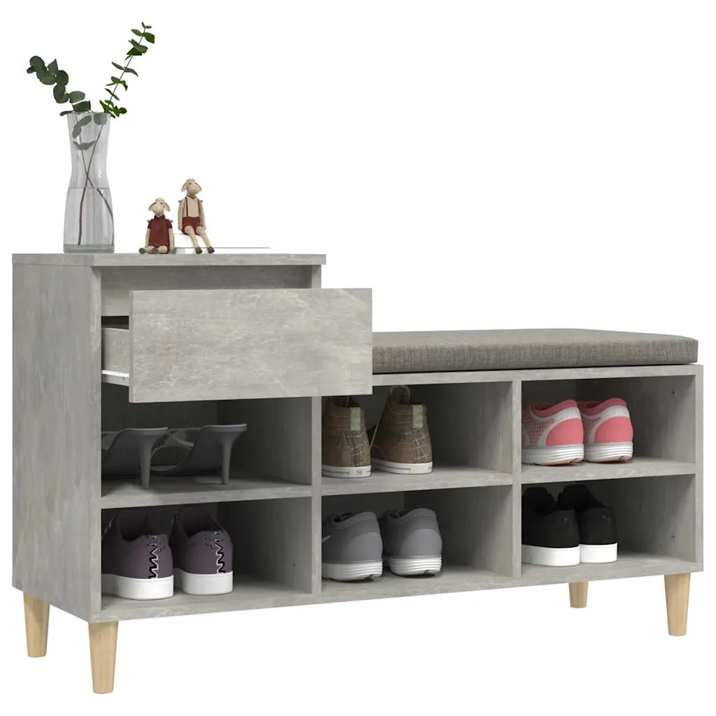 Armoire à chaussures Gris béton 102x36x60 cm Bois d'ingénierie