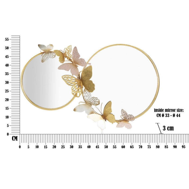 Specchio Da Muro Double Farfalle Pink cm 81x3x52,5
