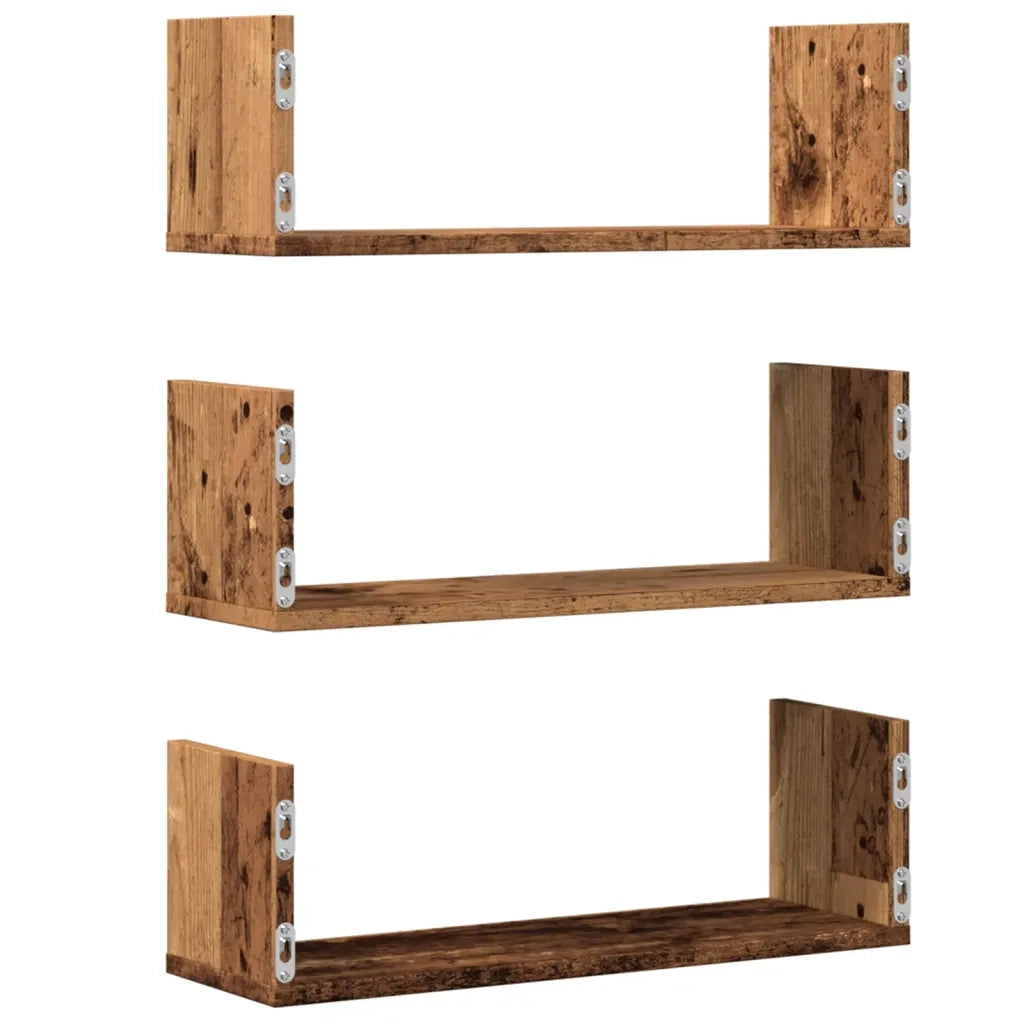 vidaXL Mensole da Parete 3pz Legno Antico 58x18x18 cm in Truciolato