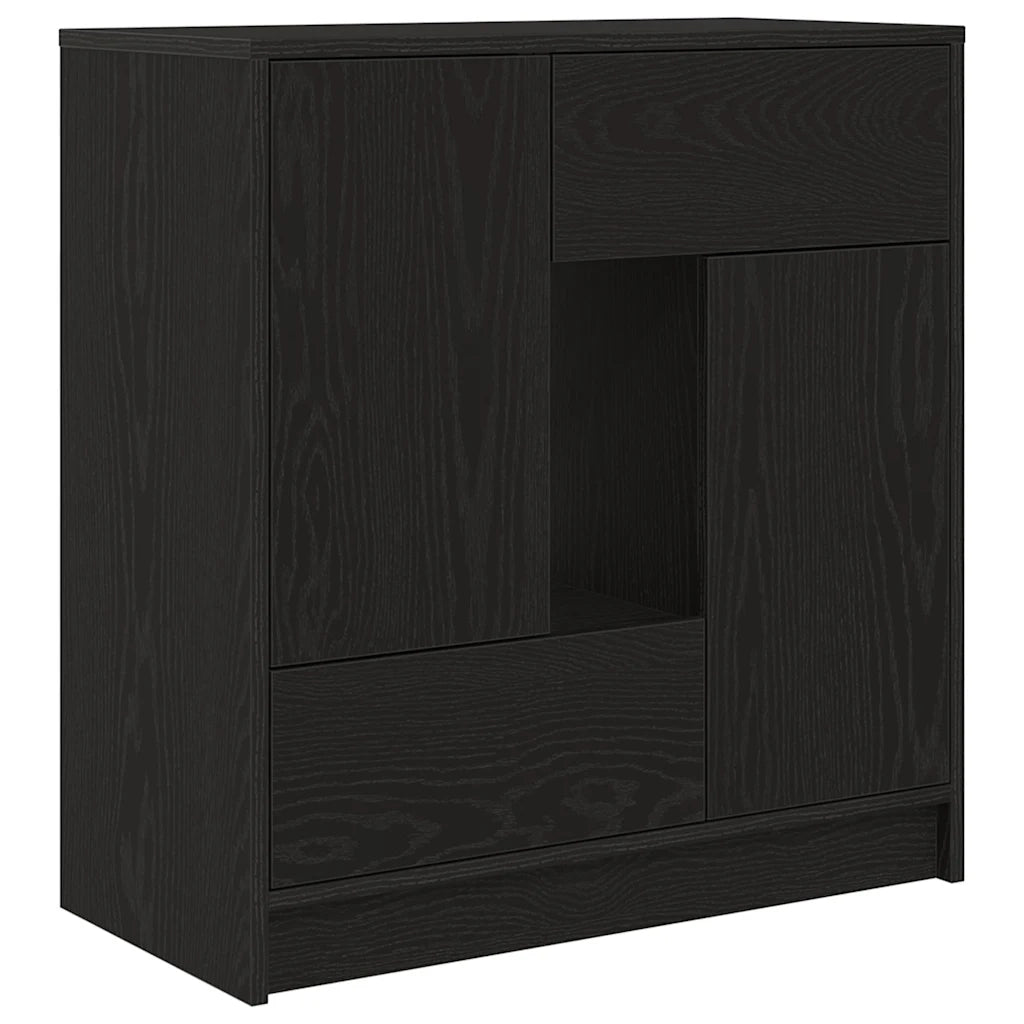 Credenza con Cassetti e Ante-Buffet-Armadio da cucina Rovere Nero 70,5x34x74,5 cm