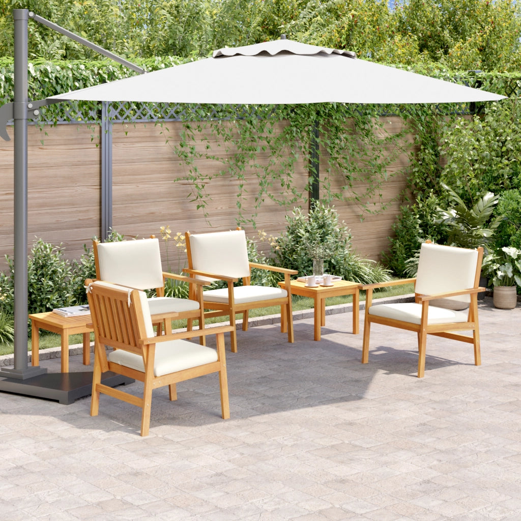 Set da pranzo da giardino in 6 pezzi con cuscini in legno massello di acacia