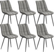 BH207gr-6 Sedie Sala da Pranzo Design Retrò Sgabello Imbottito con Rivestimento in Ecopelle Grigio 6 Pezzi