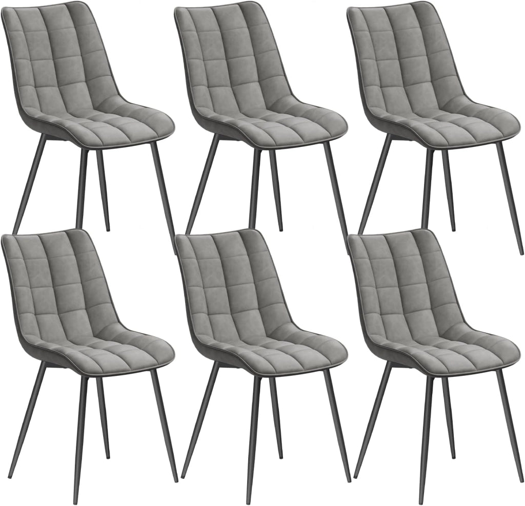 BH207gr-6 Sedie Sala da Pranzo Design Retrò Sgabello Imbottito con Rivestimento in Ecopelle Grigio 6 Pezzi