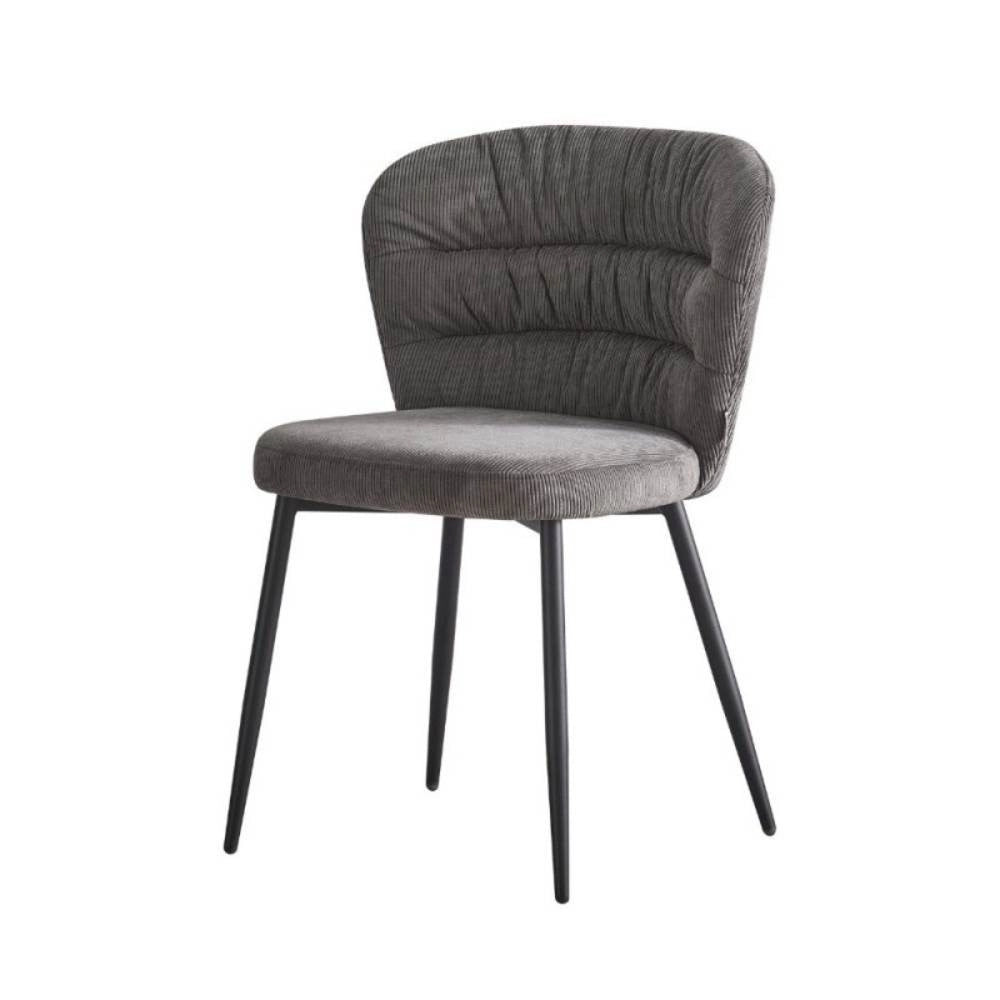 Set 4 Sedia con schienale avvolgente tessuto grigio Klontar