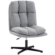 Poltrona Girevole Regolabile in Altezza ¨C Zephmum ¨C Tessuto Lino Grigio Chiaro Base Metallo