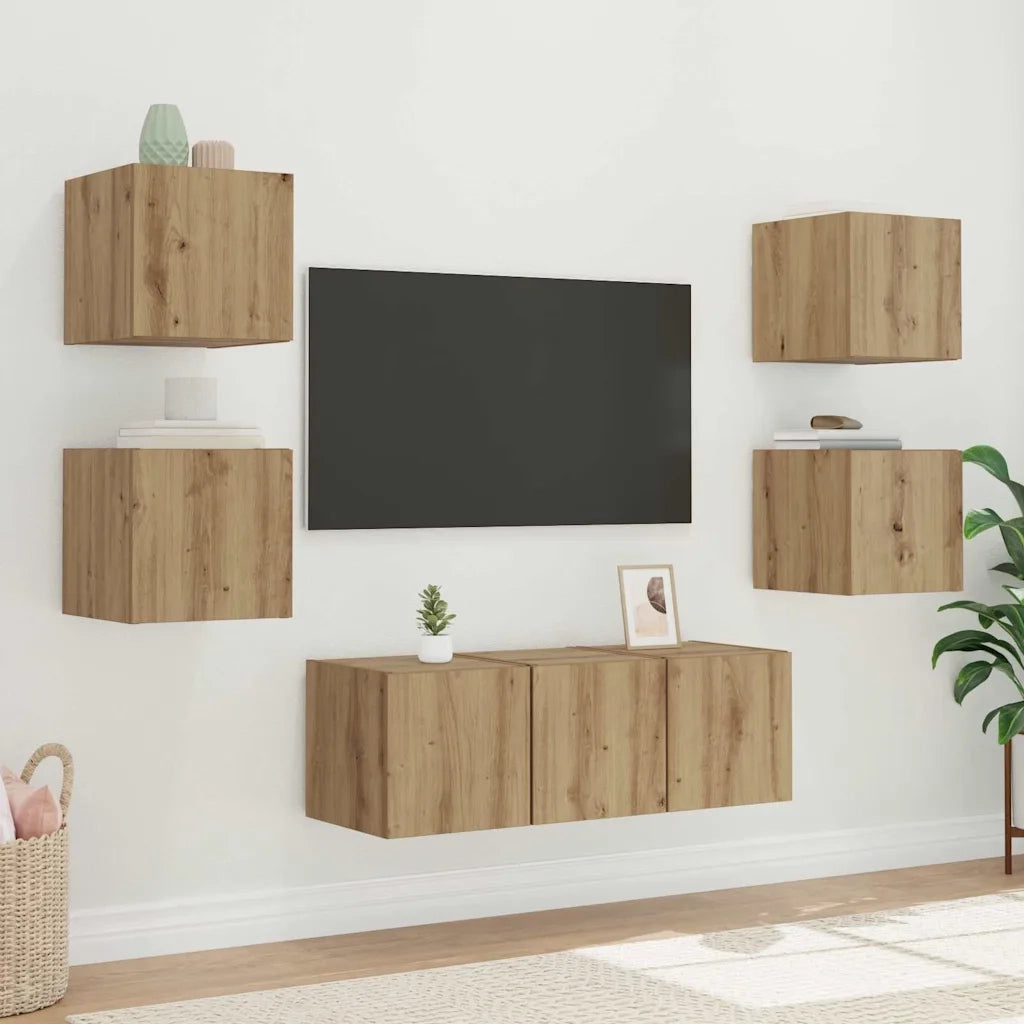 Mobile TV da Parete | Armadietto TV | Mobile Porta TV Rovere Artigianale 30,5 x 35 x 30 cm