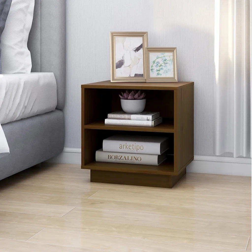 Comodini 2 pz Ambrati 40x34x40 cm in Legno Massello di Pino 813332