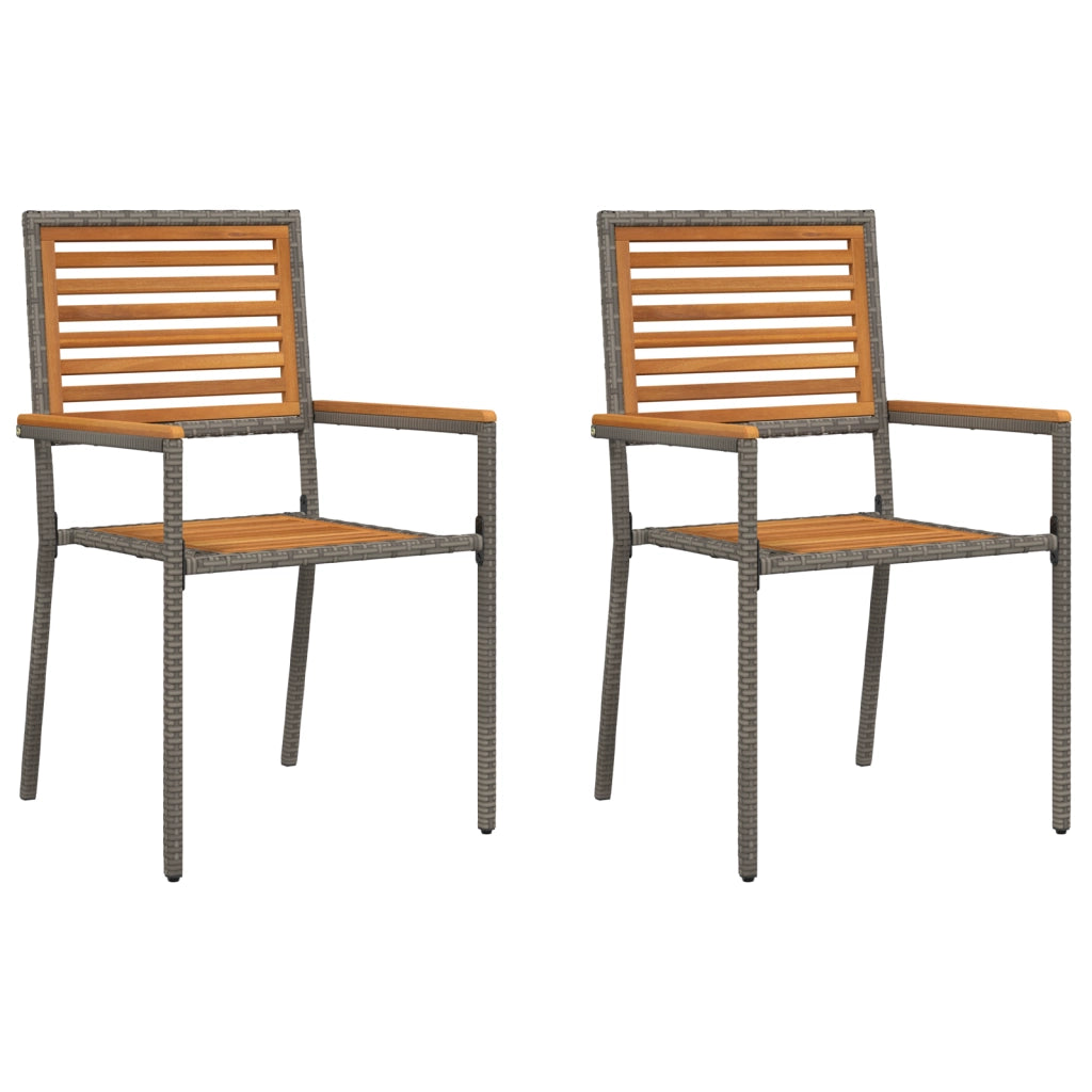 Sedia da giardino impilabile  con cuscini, 2 pz, grigia in polyrattan