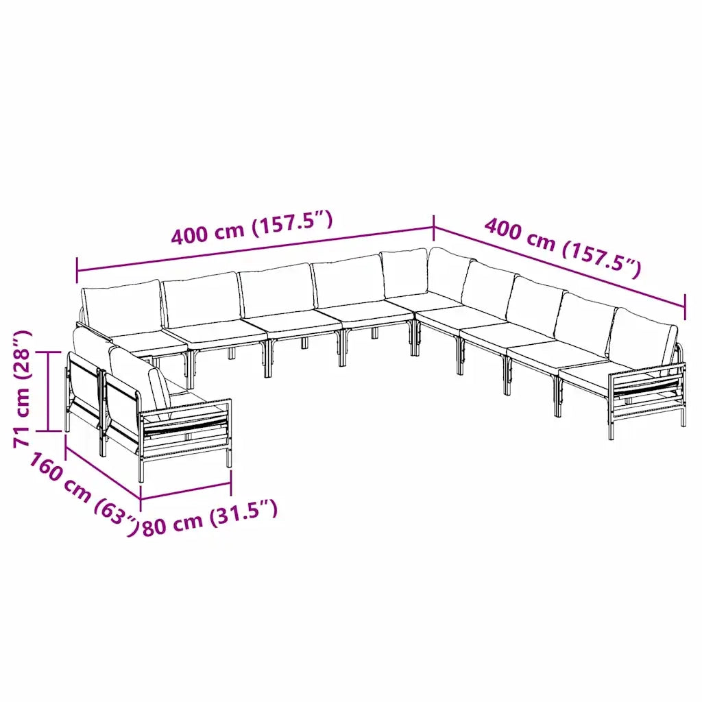 vidaXL Set Divano da Giardino 11 pcs Antracite Acciaio