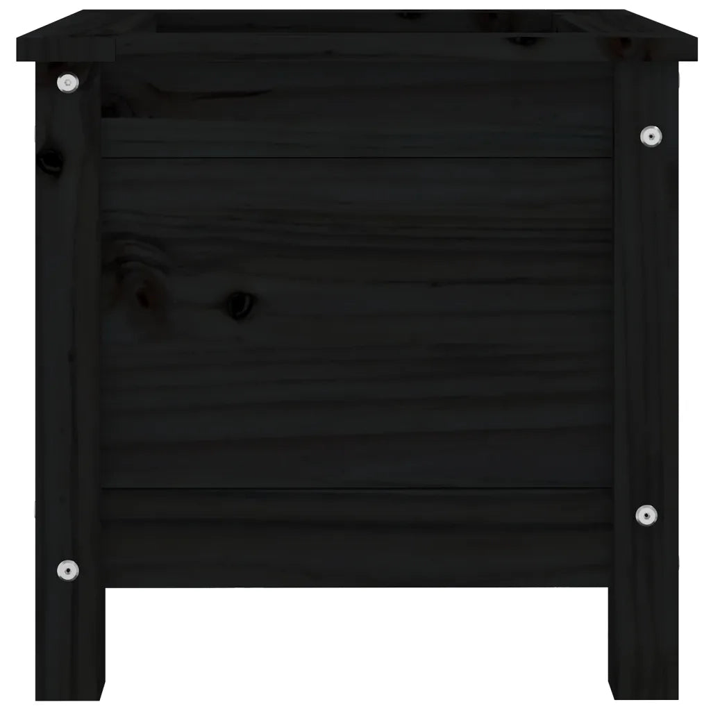 Fioriera da Giardino Nera 40x40x39 cm Legno Massello di Pino 825251
