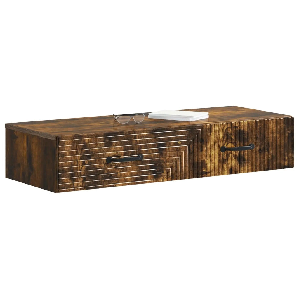 Tavolino da Parete Laterale Rovere Fumo 87,5 x 34,5 x 17 cm