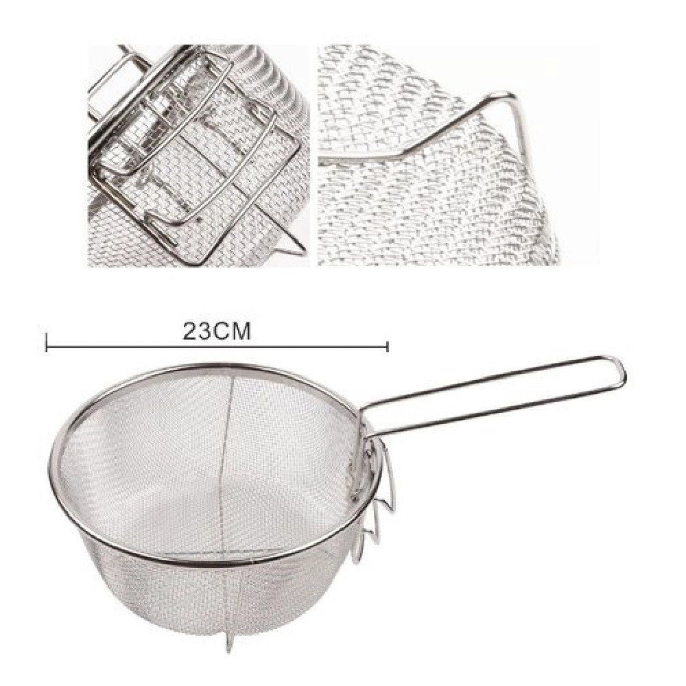 Trade Shop - Cestino Cestello Colino Setaccio Rotondo Scola Frittura In Acciaio 23 Cm 50332 -