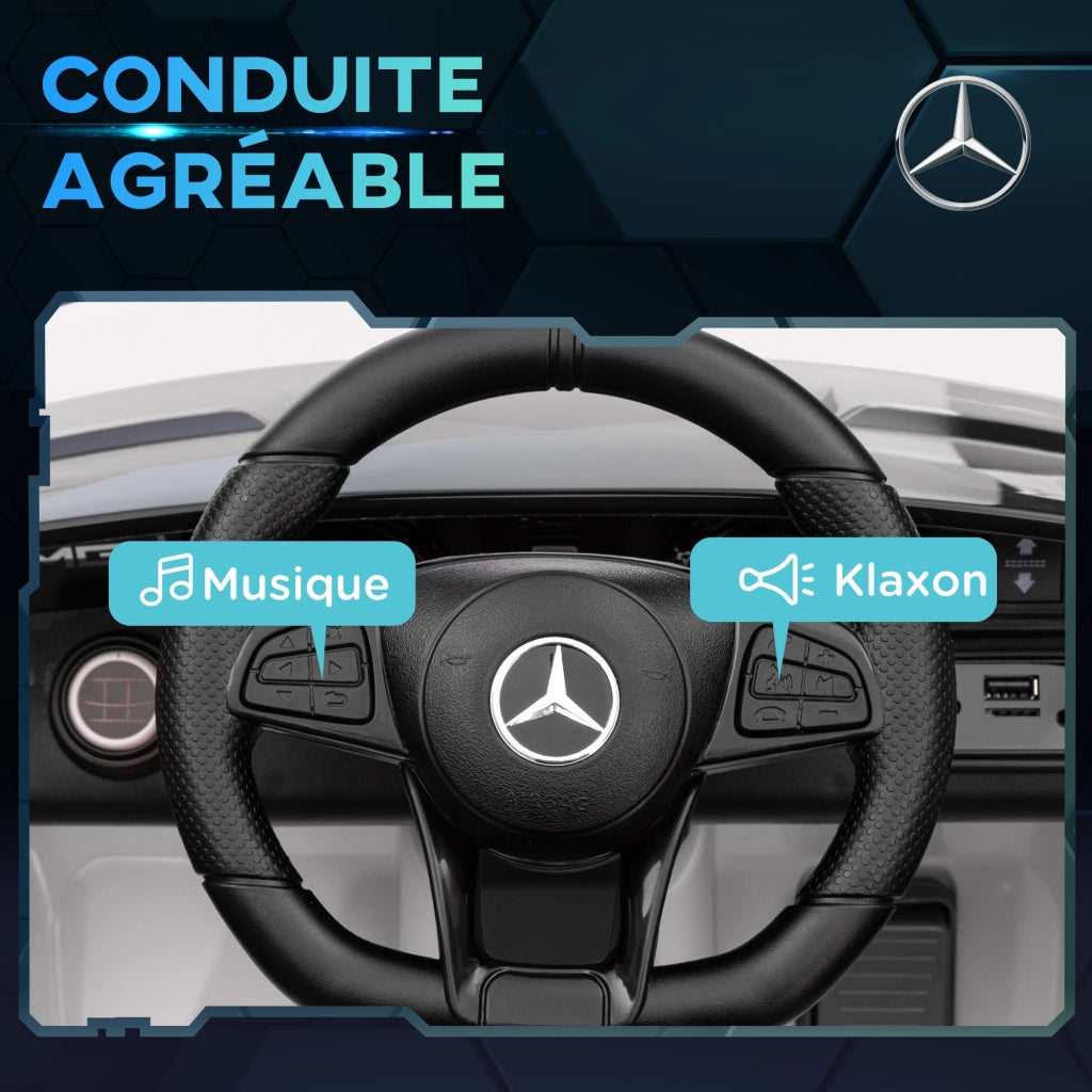 Auto elettrica per bambini Mercedes-Benz AMG GTR 12V ¨C Xylo ¨C bianco 108x67x46 cm