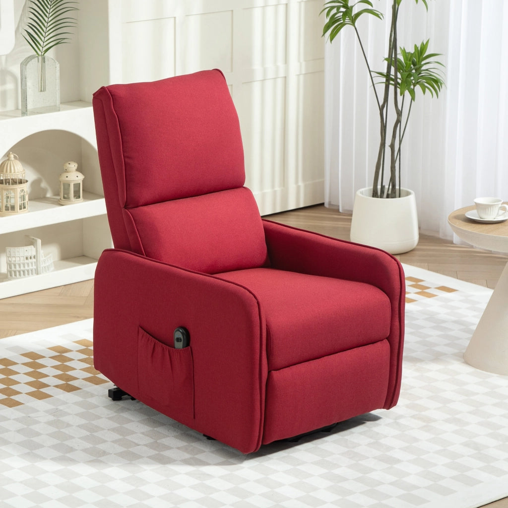 Poltrona Alzapersona Elettrica Reclinabile con Telecomando ¨C Xylo ¨C Tessuto Rosso