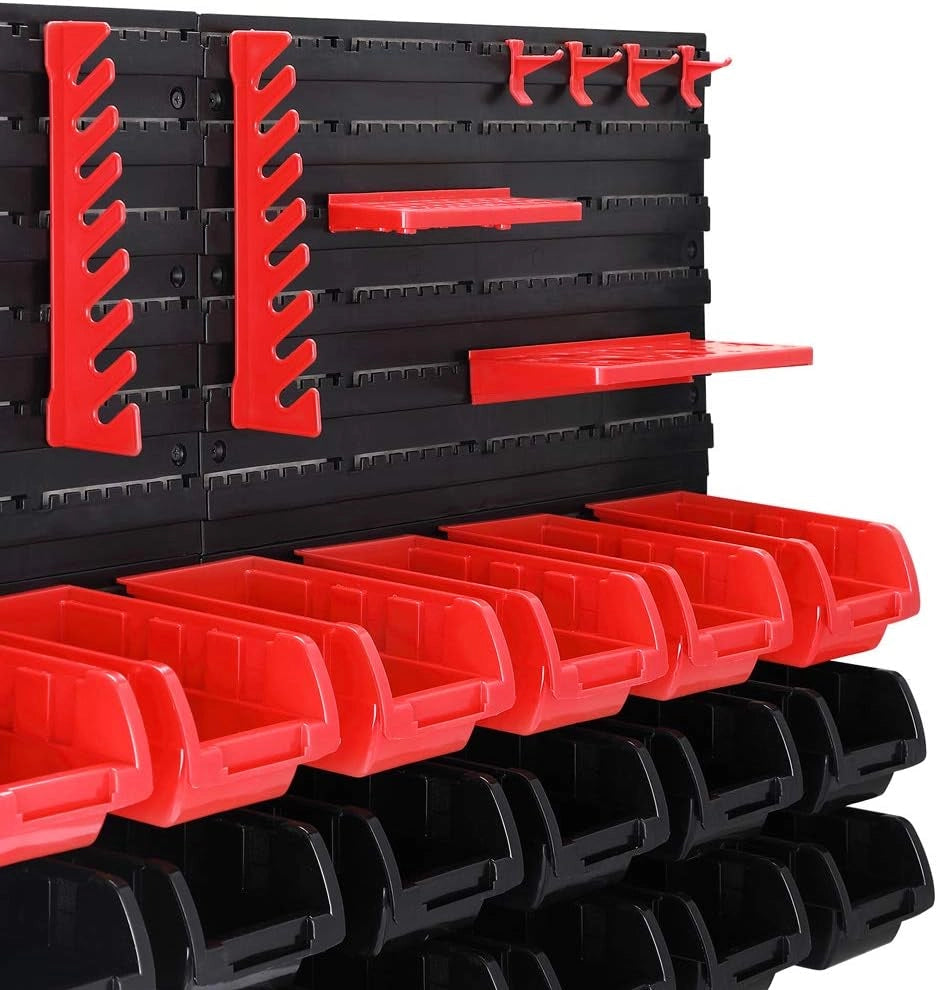 ® Pannello Preforato Portautensili 86 pz. Box Impilabili Parete Attrezzata Officina Organizer Ampliabile Garage