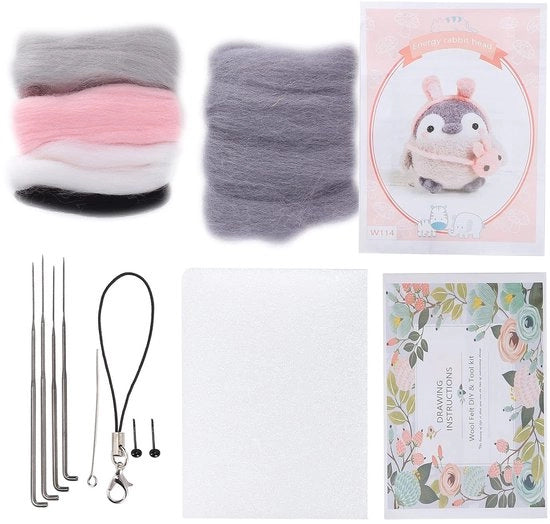 Kit di inizio per vilten a maglia - Accessori per vilten a maglia - Animali divertenti - Per principianti e bambini - Hobby creativo - Energie - Confezione con testa di coniglio (Energie Konijnenkop)