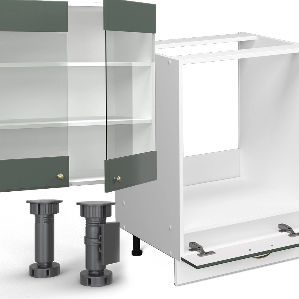 Cucina componibile Fame-Line Verde-oro rustico/Bianco 300 cm, PL Marmo Vicco