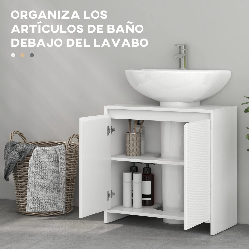 Mobile sottolavabo con ripiano ¨C Xylo ¨C bianco, 60x30x60 cm, carico 40 kg