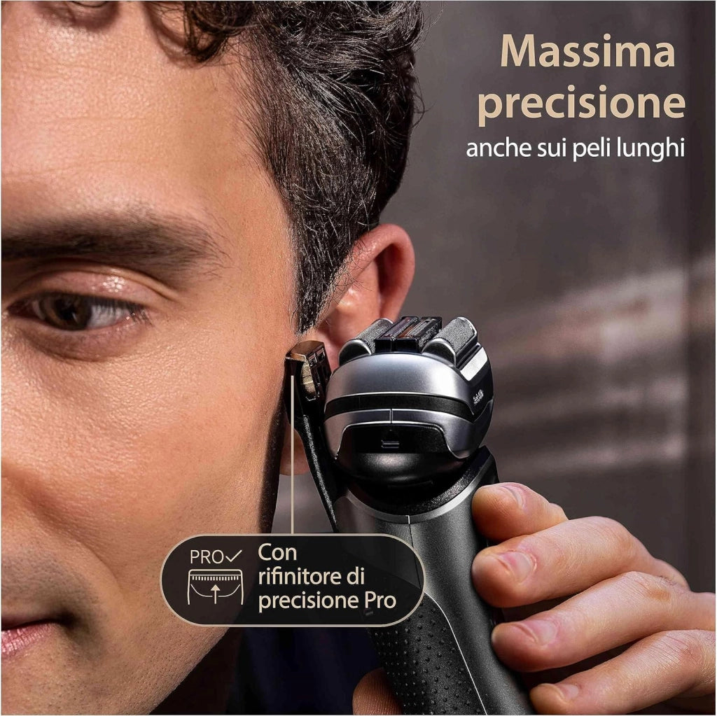 Braun Series 9 PRO+, Rasoio Elettrico, Regolabarba Uomo, Rifinitore di precisione, Custodia Viaggio, Lame Flessibili, SmartCare, Impermeabile, Batteria Litio Ion, Idea Regalo, Serie 9567cc Argento