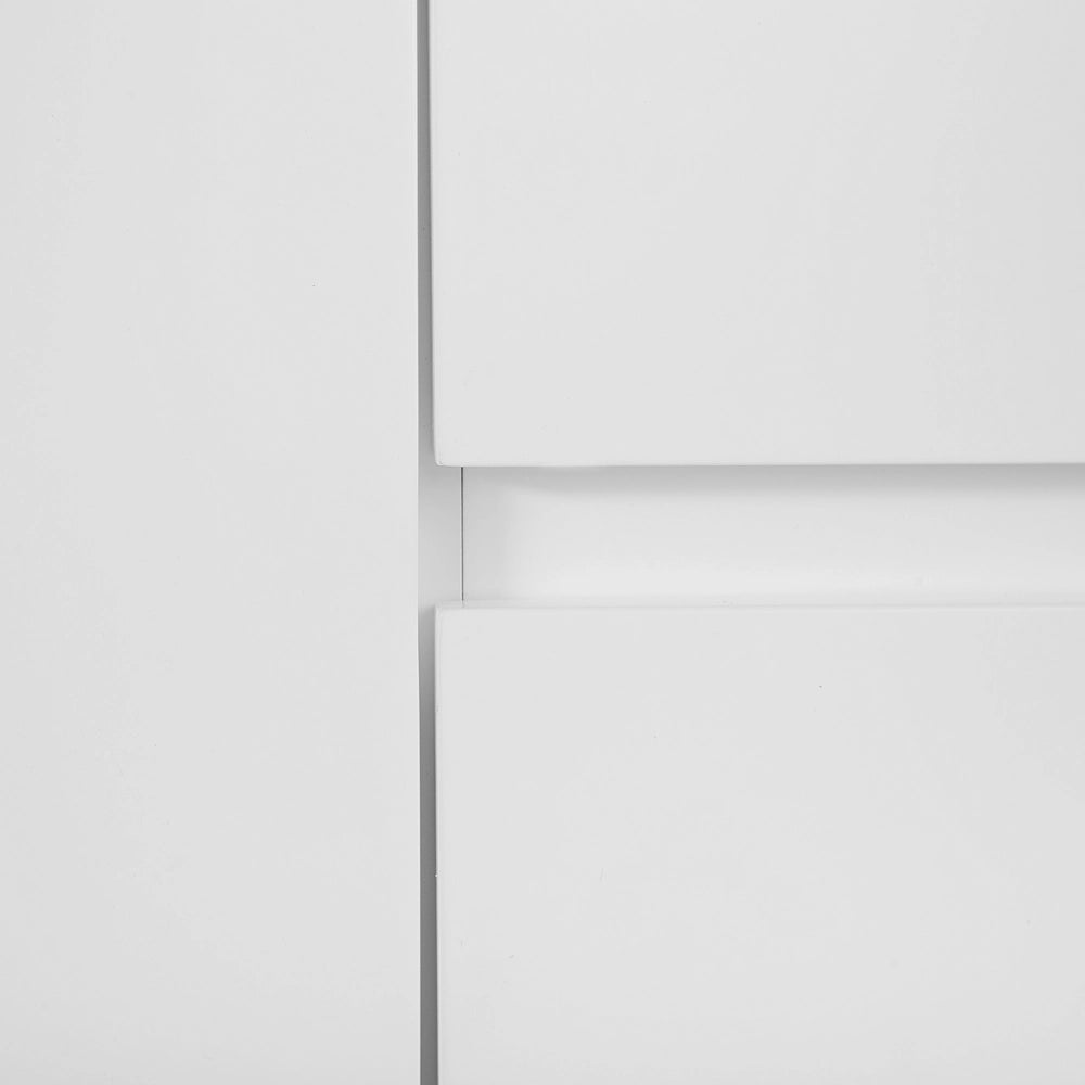 Madia credenza Bianca e Legno Chiaro 75 x 110 x 40 cm con Mobiletto e 2 Cassetti