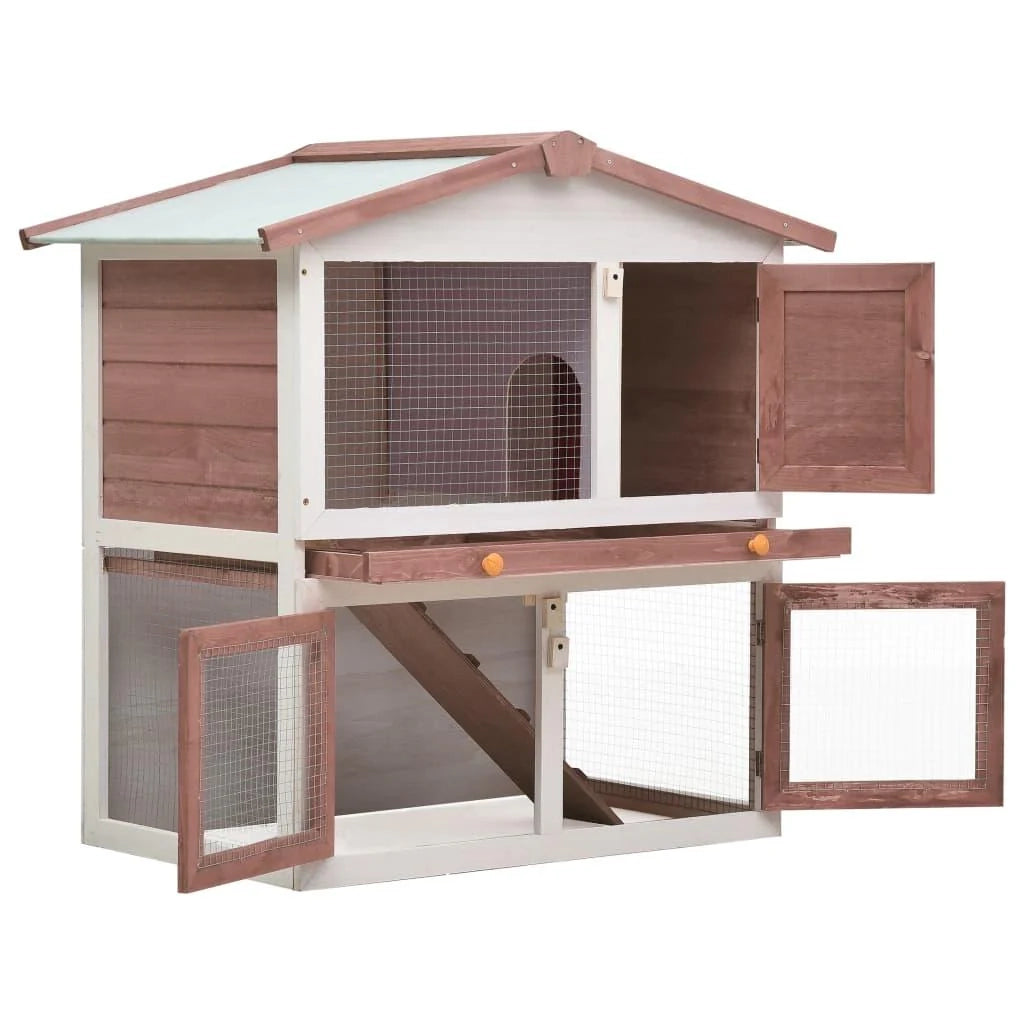 Gabbia/conigliera da esterno con 3 porte 94 x 60 x 98 cm legno marrone 02_0000590