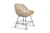 Set di 2 sedie in rattan naturale e metallo, cuscino incluso