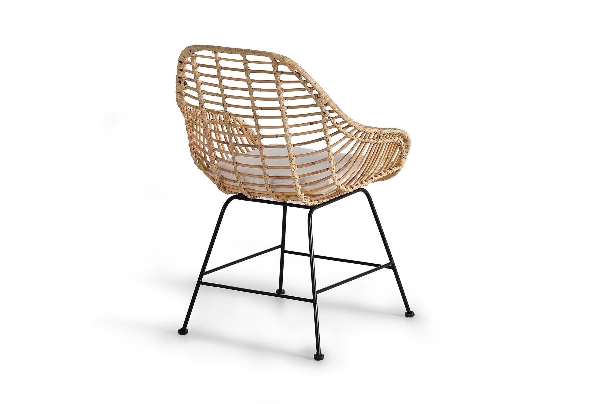 Set di 2 sedie in rattan naturale e metallo, cuscino incluso