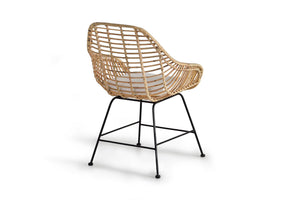 Set di 2 sedie in rattan naturale e metallo, cuscino incluso