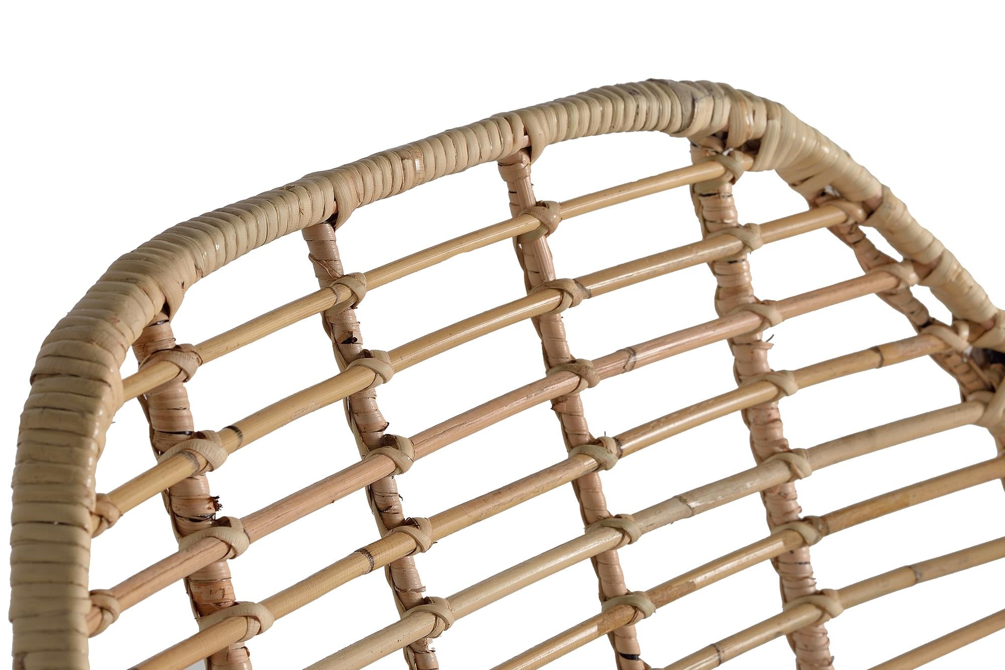 Set di 2 sedie in rattan naturale e metallo, cuscino incluso